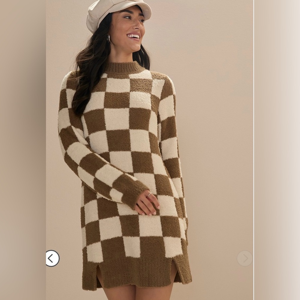 Francesca’s - Jeanie Check Sweater Dress